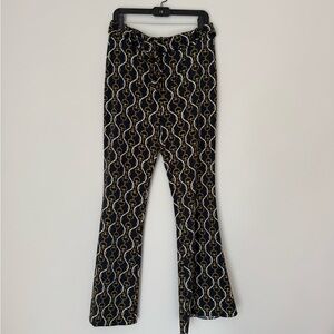 Zara Chain Patterned Flare Pants with Gold Belt